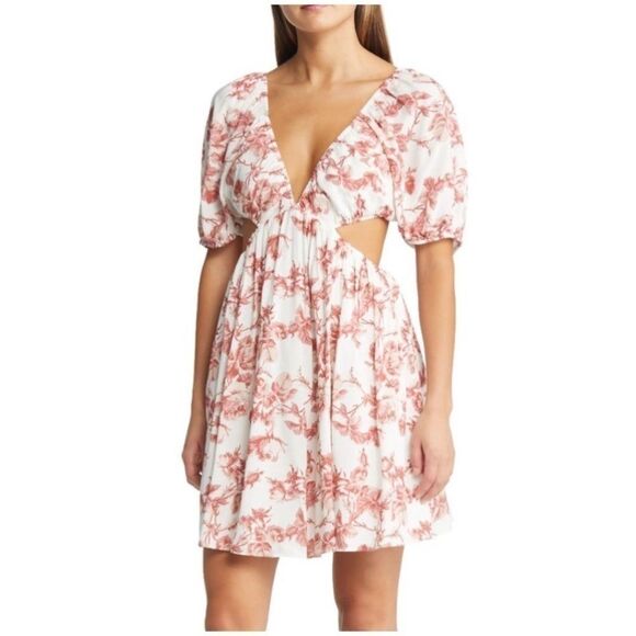 Bardot Eden Floral Puff Sleeve Mini Dress Size 12 - Picture 1 of 15